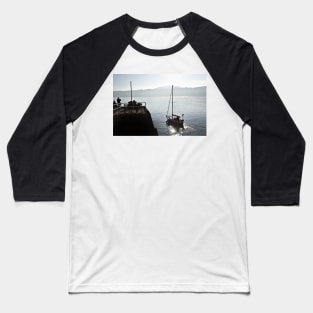 The yacht Ayesha heads out to sea from Scarborough, Yorkshire, UK Baseball T-Shirt